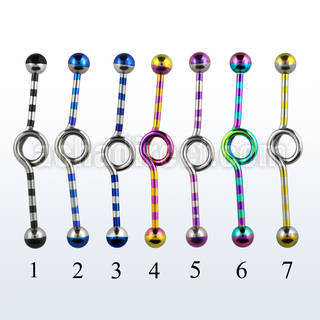 idbt14 striped pvd 316l steel industrial loop barbell w balls