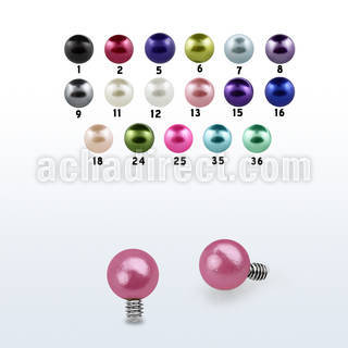 idpr3 3mm faux pearl ball dermal anchor top w resin cover
