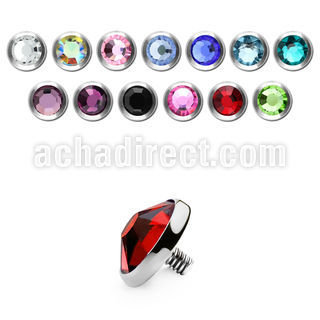 ijf5 5mm 316l steel dermal top with crystal for base plate