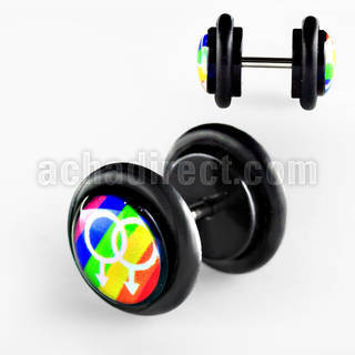 ilvgr10 acrylic plug with 2 male signs on rainbow w o rings