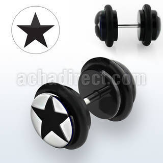 ilvgr14 acrylic fake plug with b w star logo with o rings