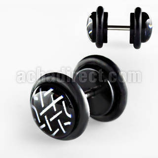 ilvgr20 acrylic fake plug with b w woven design with o rings
