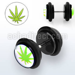 ilvgr3 acrylic fake plug with marijuana on white with o rings