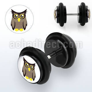ilvgr63 acrylic fake plug with owl on white logo with o rings