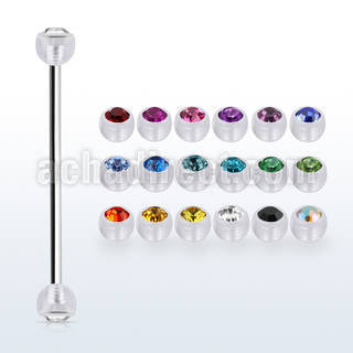 inajb5 steel industrial barbell w 5mm bio flex crystals balls