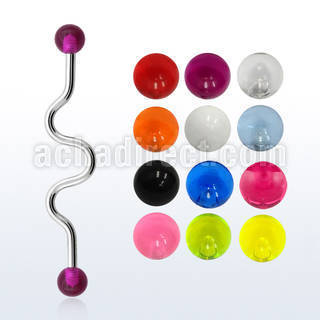 inavb5 316l steel industrial zig zag barbell with 5mm uv balls