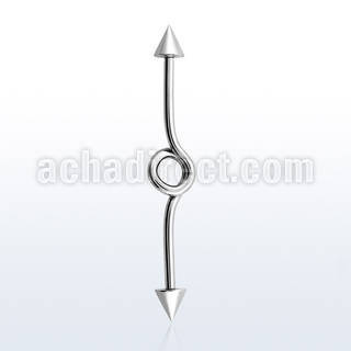 inbcn5 316l steel industrial loop barbell with two 5mm cones