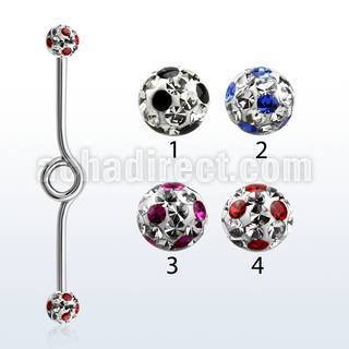 inbfr5a 316l steel industrial loop barbell with dotted balls
