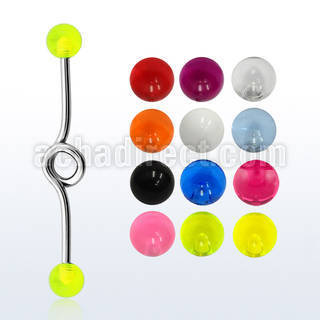 inbvb5 316l steel industrial loop barbell with two 5mm uv balls