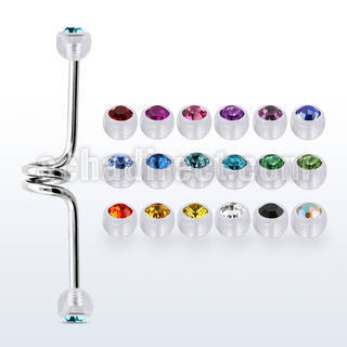 incajb5 barbell industrial espiral acero quirurgico bolas bioflexibles 5mm cristal bisel mayorista