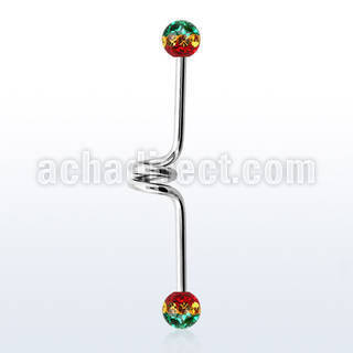 incfr5r 316l steel industrial twister barbell with rasta balls