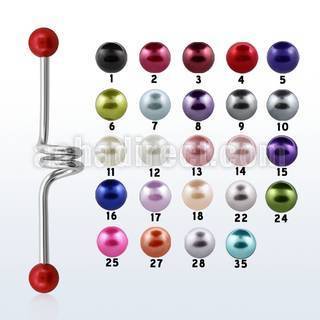 incpr5 316l steel industrial twister barbell with pearl balls
