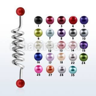 indpr5 barbell industrial espiral acero quirurgico bolas e perlas falsas 5mm al por mayor