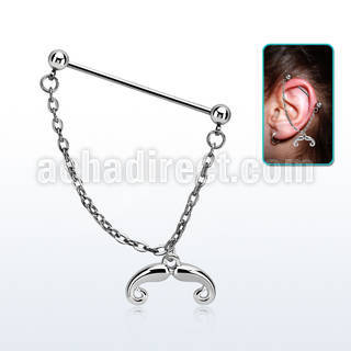 indsd5 steel industrial barbell w dangling french mustache