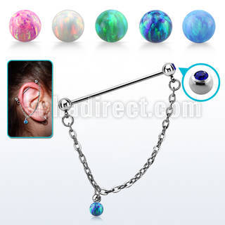 indsdo2 steel industrial barbell jewel ball chained opal ball