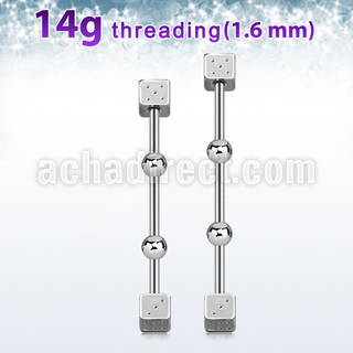 indsh14 316l steel industrial barbell with 5mm dices 4mm balls