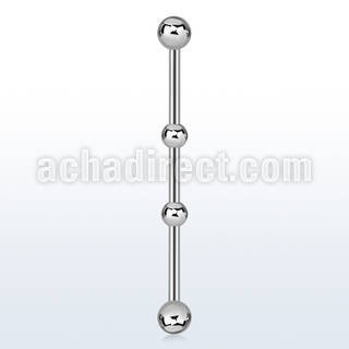 indsh3 316l steel industrial barbell with 5mm balls 4mm balls