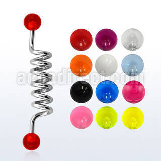 indvb5 surgical steel industrial coil barbell w 5mm uv balls