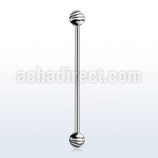 indxj 316l steel industrial barbell with striped acrylic balls
