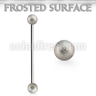 info4s 316l steel industrial barbell w 2 4mm frosted steel ball
