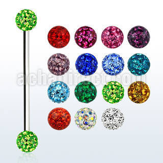 infr5 316l steel industrial barbell w 5mm multi crystal ball