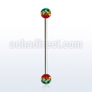 infr5r 316l steel industrial barbell with ferido rasta balls
