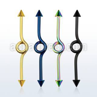 intbcn5 anodized steel industrial loop barbell with 5mm cones