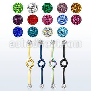 intbfr5 anodized steel industrial loop barbell w ferido balls