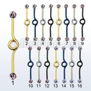 intbfr5a anodized steel industrial loop barbell with dotted balls