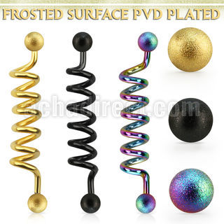 intdfo5 anodized steel industrial coil barbell w frosted balls
