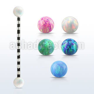 intro5 zebra pvd plated industrial barbell synthetic opal ball