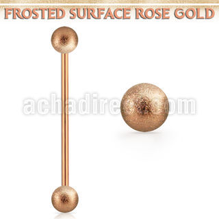 inttfo5 rose gold steel industrial barbell w 5mm frosted balls