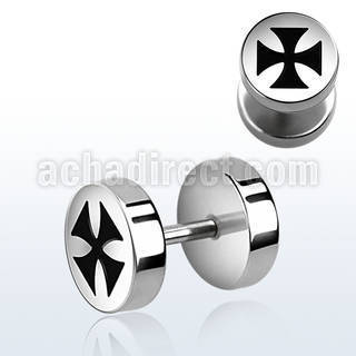 ip9 high polished fake plug with laser edged cross logo