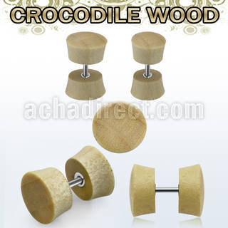 ipcro crocodile wood fake plug w 316l steel post