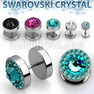 ipgc steel fake plug w big ferido swarovski central crystal