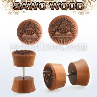 iplswh sawo wood fake plug wlaser edged pyramid w the eye logo