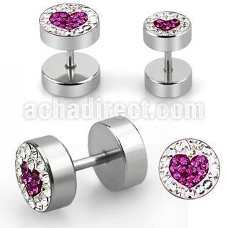 ipmch fake steel plug w ferido heart multi crystal side