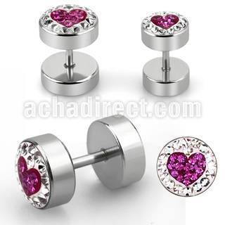 ipmcrh polished 316l steel fake plug with heart design