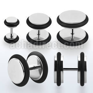 ipr high polished 316l steel fake plug with rubber o rings