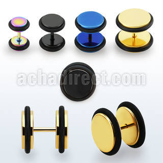 iptr anodized 316l steel fake plug with rubber o rings