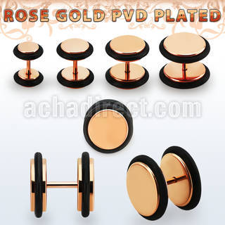 ipttr rose gold anodized surgical steel fake plug with o rings