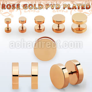 ipttrd rose gold anodized 316l steel fake plug without o rings