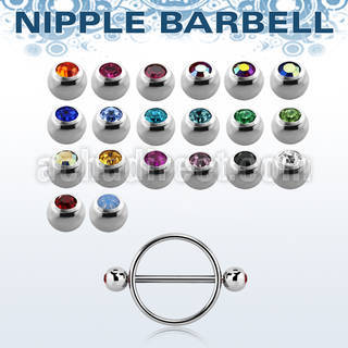 jbnpe5 steel round nipple shield w 2 bezel set jewel balls