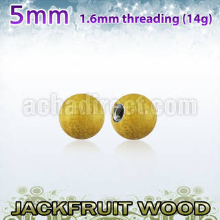 jfball5 5mm jackfruit wood ball with 316l steel 1.6mm threading