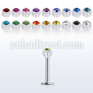 lbajb3 steel labret w a 3mm bio flex ball w bezel set crystal