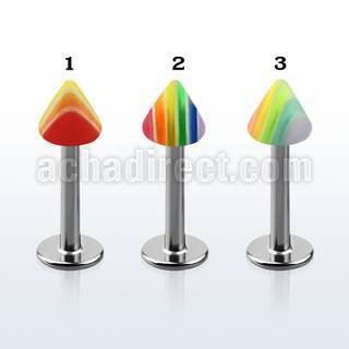 lbbdcn surgical steel labret with 3mm acrylic bead cone