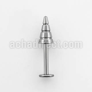 lbcn4b 16g 316l steel labret with 4mm ridged drill cone