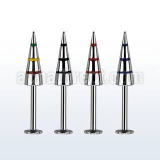lbcnyl 16g 316l steel color stripe labret with 4x12mm spike