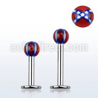 lbdxs 316l steel labret with a 3mm confederate acrylic ball