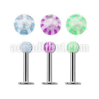 lbdxw steel labret w a 3mm acrylic ball w star pattern